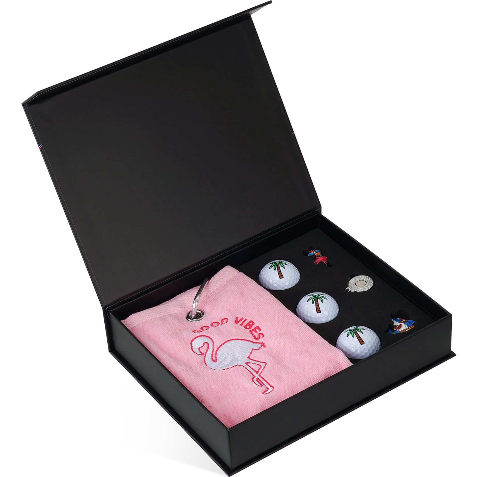 ゴルフアクセサリーセット ゴルフプレゼント ゴルフギフト コンペギフトセット フラミンゴゴルフタオル, ココナッツゴルフボール, ゴルフマグネットマーカーゴル 景品 賞品 父の日 誕生日 お祝い メンズ レディース